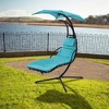 Hanging Chaise Lounger with Removable Canopy, Outdoor Swing Chair with Built-in Pillow, Hanging Curved Chaise Lounge Chair - 2 of 4