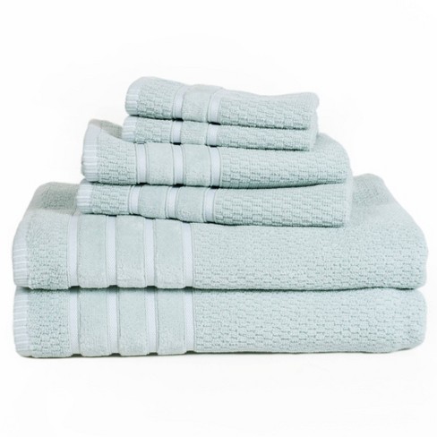Nate Home by Nate Berkus 100% Cotton Textured Rice Weave 6-Piece Towel Set  | 2 Bath Towels, Hand Towels, and Washcloths, Soft and Absorbent for