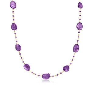 Ross-Simons 99.50 ct. t.w. Amethyst Bead Station Necklace in 18kt Gold Over Sterling Size 18 - 1 of 3