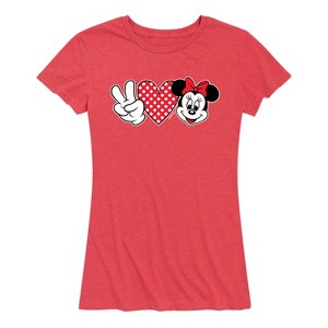 Women's - Disney - Peace Love Minnie Short Sleeve Graphic T-Shirt - 1 of 4