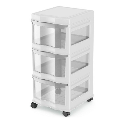 Life Story Classic White 3 Shelf Home Storage Container Organizer Plastic Drawers with Wheels for Closet, Dorm, or Office