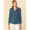 INSPIRE CHIC Women's Elegant V Neck Long Sleeve Office Work Satin Shirt - 3 of 4