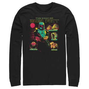 Men's Star Wars: The Book of Boba Fett Distressed Character Line-up Long Sleeve Shirt - 1 of 4