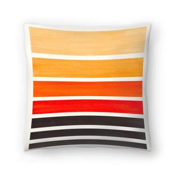 Americanflat Abstract Modern Orange Staggered Stripes By Ejaaz Haniff Throw Pillow