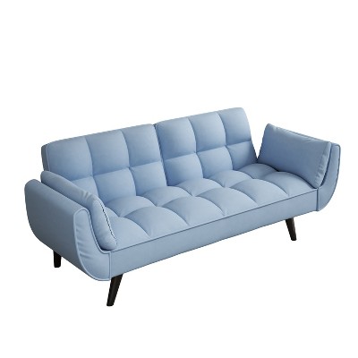 VYNXARIA 57in blue sofa Soft two armrests throw pillow pillow comfortable fit apartment bedroom small space