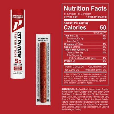 1st Phorm Seasoned BBQ Protein Mini Meat Sticks - 7oz/14ct