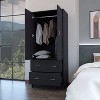 ORRD Wardrobe with 2 Doors & 2 Drawers, Freestanding Storage Cabinet with Hanging Rod, Closet Organizer for Bedroom, Black - 2 of 4