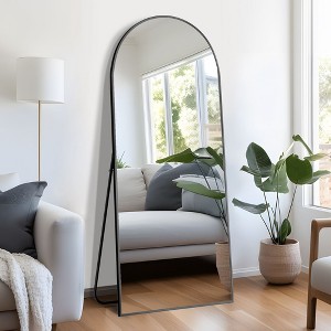 Sleek Aluminum Alloy Full-Length Mirror with Right-Angled Arch Frame - 1 of 4