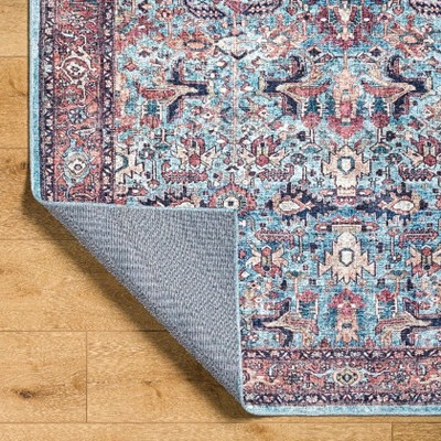 Jurrell 2'7" x 7'3" Denim and Brown Washable Polyester Runner Rug
