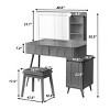 Modern Vanity Table Set with Lighted Mirror & Drawer Storage, Adjustable Makeup Desk with Stool for Bedroom Use-Cuddlewood - 4 of 4