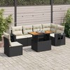 vidaXL Patio Sofa Set with Cushions Table and Lounge Sofas 7 Piece Poly Rattan - Black and cream 3x corner + table + 3x middle - 2 of 4