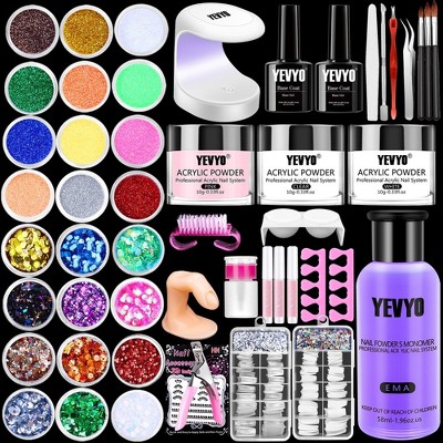 YEVYO Acrylic Nail Kit Nail Kit for Beginners with Everything, 24 Colors of Glitter Powder and Sequins
