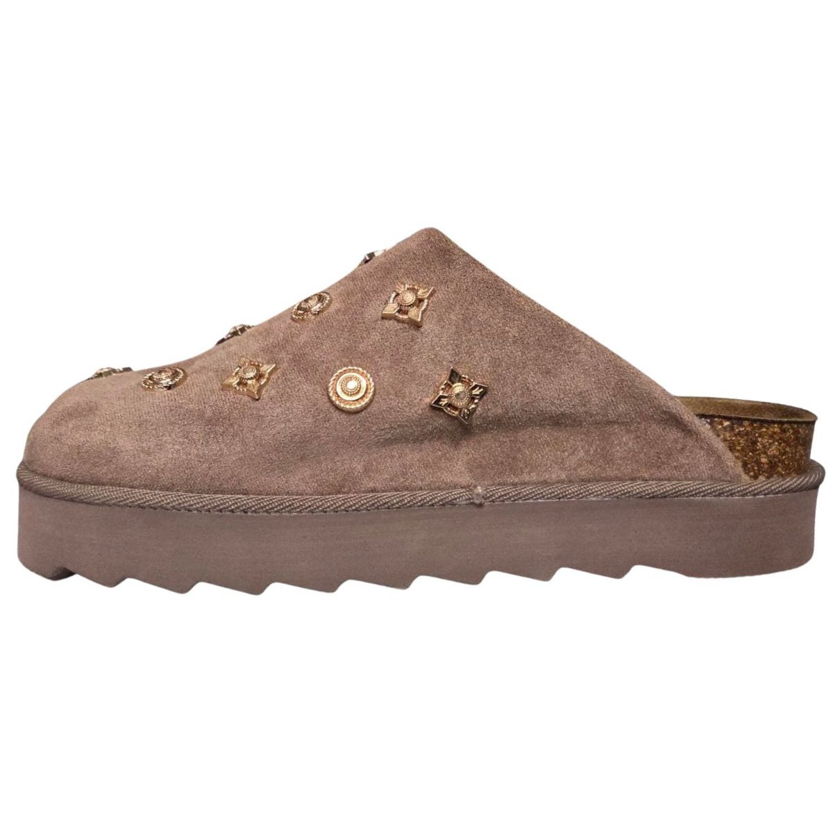 Женские сабо Outwoods Womens Sunday-3 Studded Suede Platform Mule, Taupe (9) — фото 3