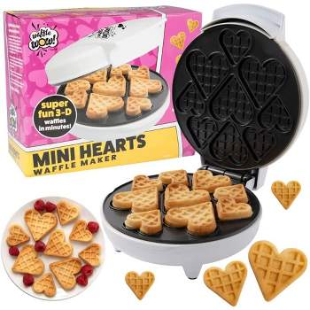 Mini Hearts Waffle Maker - Make 9 Heart Shaped Waffles or Pancakes w Electric Nonstick Waffler Iron- Show Love w Unique Breakfast or Fun Gift