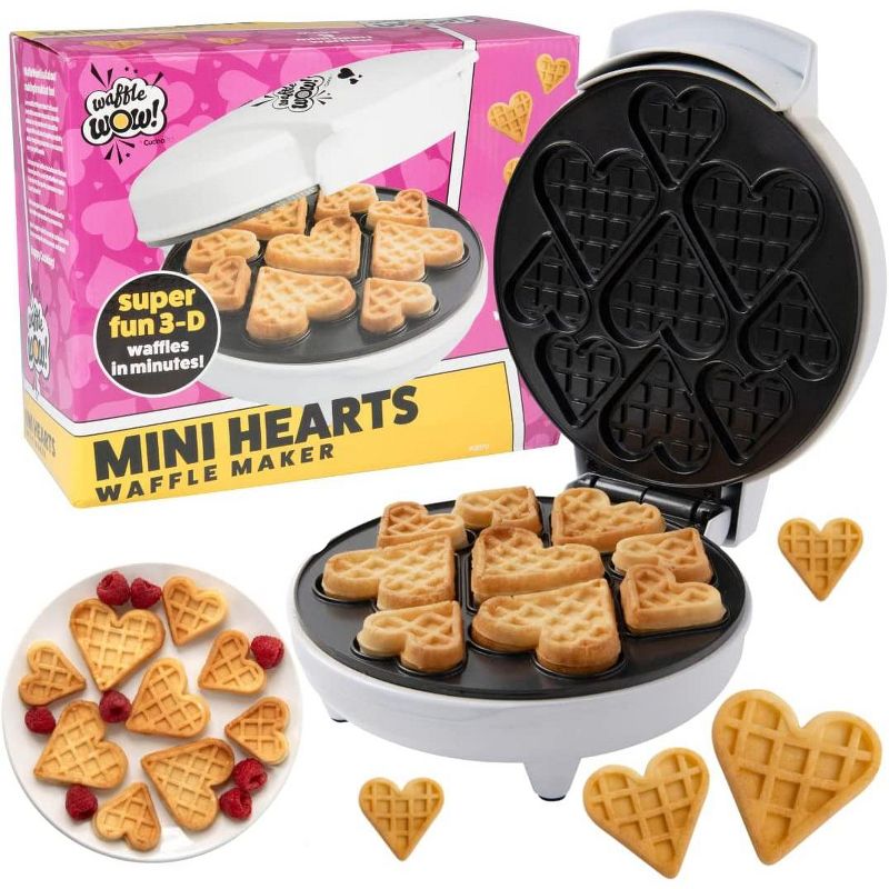Mini Hearts Waffle Maker - Make 9 Heart Shaped Waffles or Pancakes w Electric Nonstick Waffler Iron- Show Love w Unique Breakfast or Fun Gift, 1 of 4
