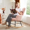 CAVINAS Teddy Fabric Glider Rocking Chair with High Backrest,Comfy Upholstered Rocking Chairs,Nursery Accent Chair for Bedroom - 2 of 4