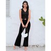 Whizmax 2 Pieces Casual Outfits For Women V Neck Sleeveless Blazer Vest High Waist Wide Leg Pant Suit Sets - 4 of 4