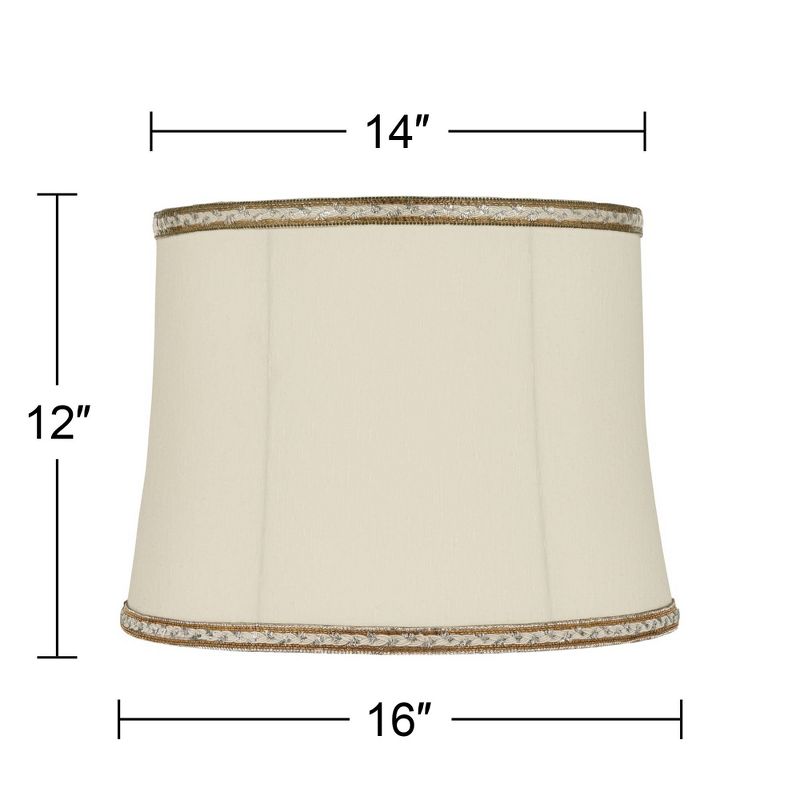 Springcrest Milano Drum Lamp Shades Cream Medium 14" Top x 16" Bottom x 12" High Washer Replacement Harp and Finial Fitting, 4 of 8