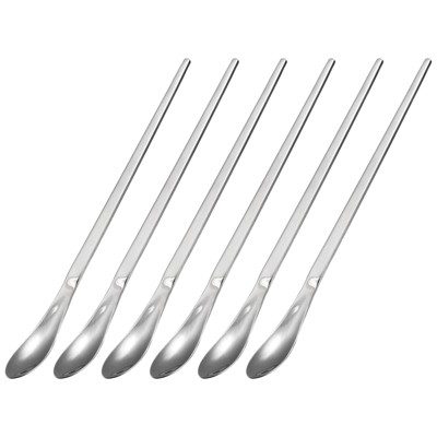 Unique Bargains Stainless Steel Long Handle Ice Cream Cocktail Mixing Spoon 6 Pcs