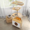 Corner Cat Tower, Cat Tree With Scratching Post, Cat Condo With Feeding Station And Climbing Platforms, Pet Furniture For Indoor Cats-Cuddlewood - 3 of 4
