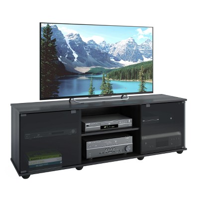 Flat Panel TV Stand for TVs up to 64" Ravenwood Black - CorLiving: Mid-Century Modern, Adjustable Shelves, Cable Management