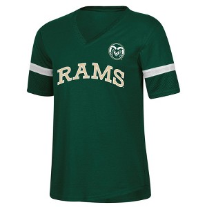 NCAA Colorado State Rams Women's Mesh Trim V-Neck T-Shirt - 1 of 3