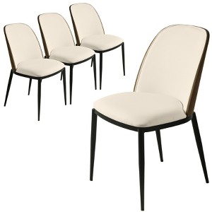 LeisureMod Tule Modern Dining Chair Set of 4 with PU Leather, Velvet, or Suede Seat and Black Steel Frame – Kitchen, Dining Room, Home, Cafe, Seating - 1 of 4