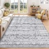 Area Rug, Washable Rug - Gray Vintage Traditional Low Pile Accent Carpet, Boho Distressed Non-Slip for Living Room, Bedroom - 2 of 4