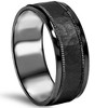 Pompeii3 8mm Hammered 10K Black Gold Mens Wedding Band - 3 of 4