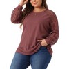 Agnes Orinda Women's Plus Size Lace Crew Neck Long Sleeve Knit Blouses - 2 of 4