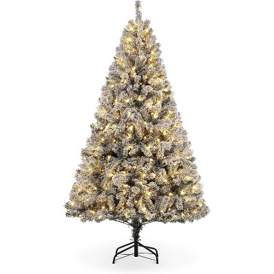 6 Ft Pre-Lit Snow Flocked Artificial Christmas Tree with 250 Warm White Lights, 800 Branches Tips