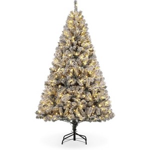 6 Ft Pre-Lit Snow Flocked Artificial Christmas Tree with 250 Warm White Lights, 800 Branches Tips - 1 of 4