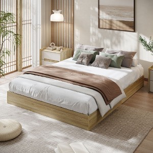 Coucheta T/F/Q/K Wood Platform Bed Frame, Wooden Bed Frame Without Headboard, Wood Slat Support, No Box Spring Needed, Easy Assembly, Multi-Color - 1 of 4