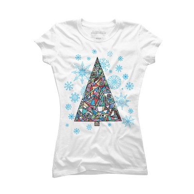 Junior's Design By Humans Christmas fir-tree By xgdesign T-Shirt