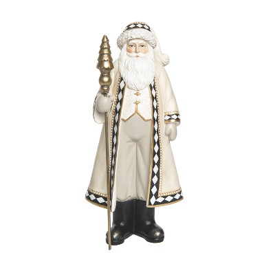 Transpac Resin 16 in. Multicolor Christmas Neutral Glam Santa Decor