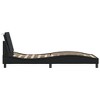 vidaXL Twin XL Faux Leather Bed Frame with Headboard - Black, Modern Waved Design, Plywood Slats for Stability, Foam Stuffed Cushion for Comfort - 4 of 4