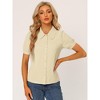 Allegra K Women's Peter Pan Collar Short Sleeve Button Front Work Shirt - 4 of 4