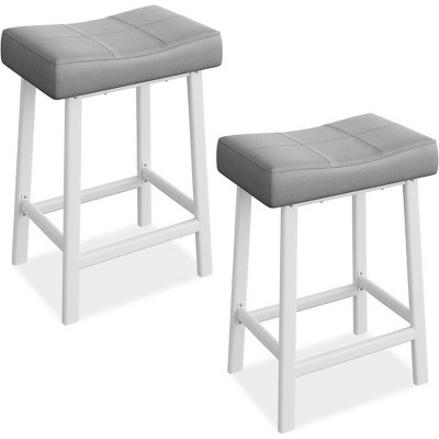 Whizmax 24 Inch Backless Saddle Barstools Set of 2, with Curved Surface, Metal Leg and Footrest, for Kitchen Counter, Home Bar