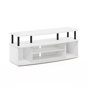 Furinno Modern TV Cabinet Large Entertainment Center Hold up to 55" TV with Open Storage Shelves White/Black - 1 of 4