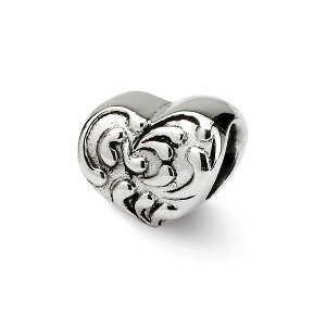 Black Bow Jewelry Sterling Silver Scroll Heart Bead Charm - 1 of 3