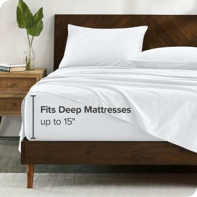 Organic Cotton White Percale Split King Sheet Set