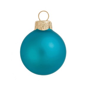 Northlight Matte Finish Glass Christmas Ball Ornament - 7" (180mm) - Teal Blue - 1 of 4
