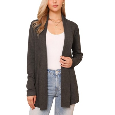 INSPIRE CHIC Women's Open Front Long Sleeve Lightweight Stretch Knit Sweater Outwear Casual Cardigans