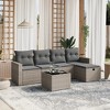 vidaXL 6 Piece Patio Sofa Set with Cushions - Gray Poly Rattan - 2 of 4