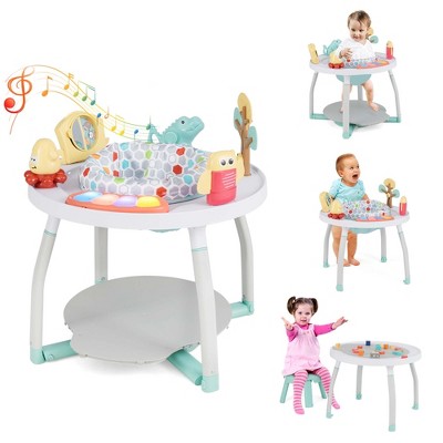 Costway 5-in-1 Baby Activity Center with Rotating Seat Removable Toys Lights & Music White