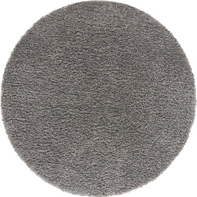 Cozy Elegance Round Gray Shag Area Rug, 3' 3" Diameter, Kid-Friendly