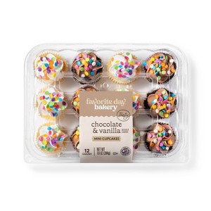 Chocolate & Vanilla Mini Cupcakes - 10oz/12ct - Favorite Day™ - 1 of 3