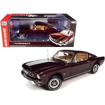 1965 Ford Mustang 2+2 Vintage Burgundy Metallic "American Muscle 30th Anniversary" 1/18 Diecast Model Car by Autoworld