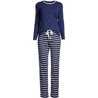 Lands' End Women's Tall Pajama Set Knit Long Sleeve T-shirt And Flannel  Pants - Medium Tall - Chicory Blue Snowman : Target