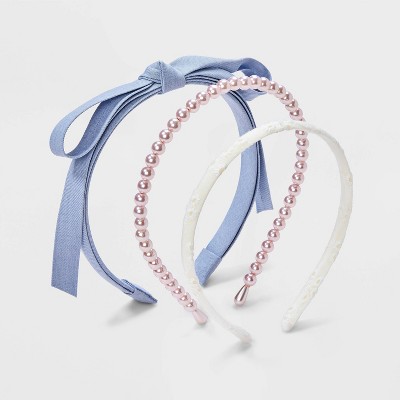 Girls' 3pk Bow and Pearl with Eyelet Headband Set - Cat & Jack™